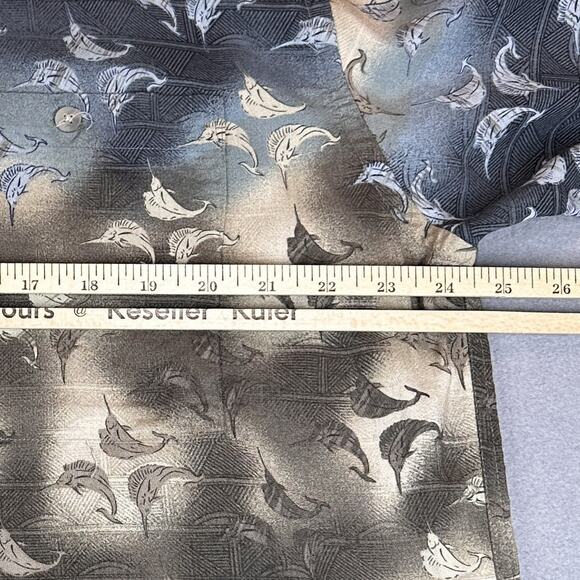 Pierre Cardin Shirt Mens XL Rayon Marlin Fish Print Button Up Vintage Style - Picture 4 of 10